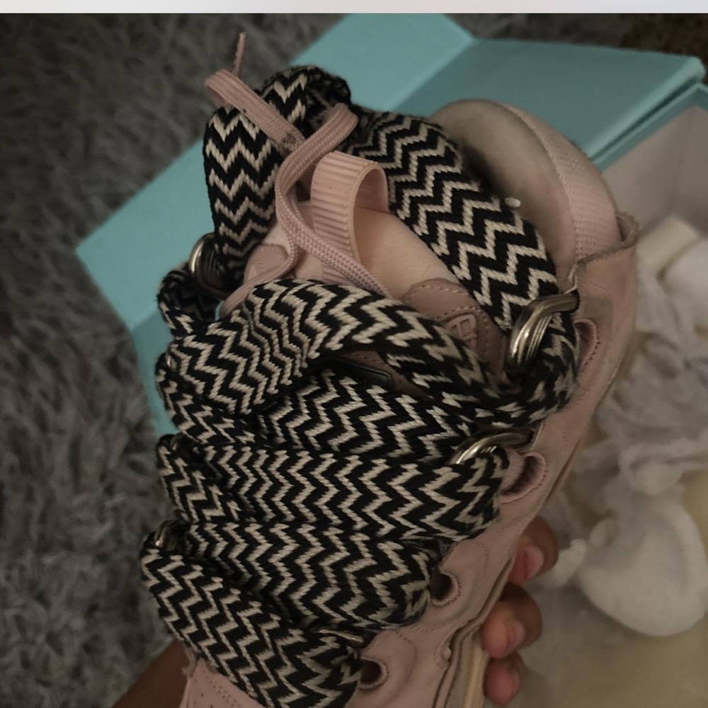 Lanvin Kids Sneakers in Pink with Black and White Zigzag Laces